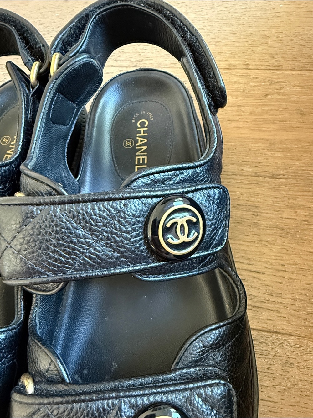 CHANEL Black Quilted Leather Dad Sandals - Picture 6 of 6